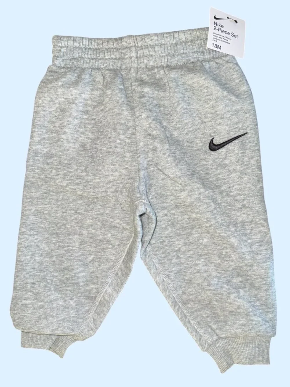 Baby Nike Essentials Fleece Crewneck Sweatshirt & Joggers Set 18M Grey NWT